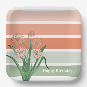 Assiettes En Carton Grand Pastel Stripe Moderne