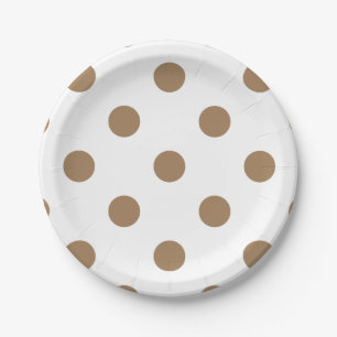 Assiettes En Carton Grand pois - pâlissez le brun sur le blanc