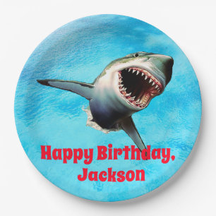 Assiettes En Carton Grand saut effrayant de requin blanc