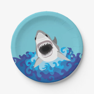 Assiettes En Carton Grande bande dessinée drôle de requin blanc