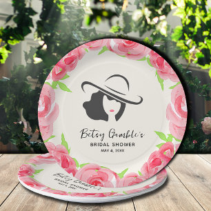 Assiettes En Carton Grande Casquette Rose Derby Fête des mariées