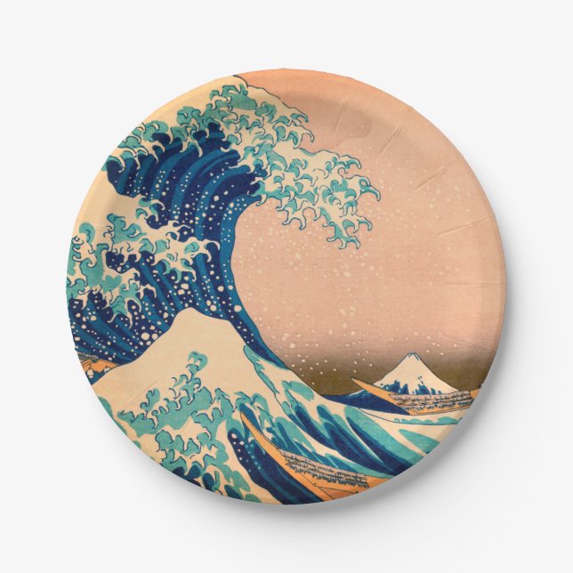 Assiettes En Carton Grande vague au large de Kanagawa & Art japonais / (Devant)