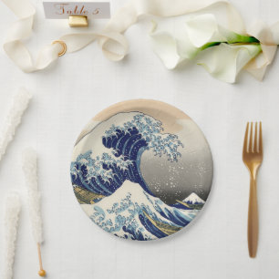 Assiettes En Carton Grande vague Kanagawa peinture japonaise