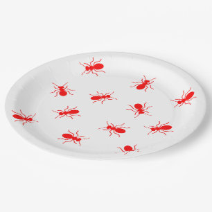 Assiettes En Carton Grandes fourmis Rouges Drôle Pique-nique Plaques 