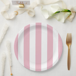 Assiettes En Carton Grandes Pink, Grandes Blances, Motif Gratté