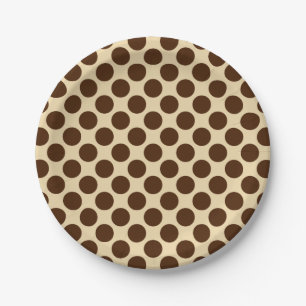Assiettes En Carton Grands points rétro - chocolat brun et bronze