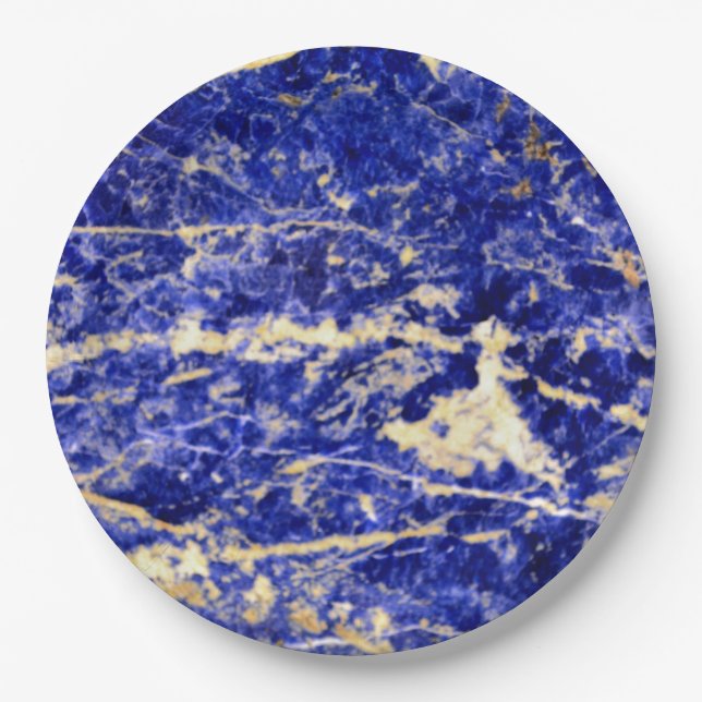 Assiettes En Carton Granit bleu, marbre bleu, pierre bleue (Devant)