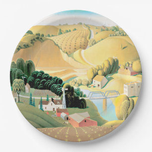 Assiettes En Carton Grant Wood - Stone City, Iowa