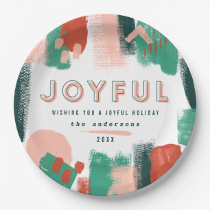 Assiettes En Carton Graphique abstrait moderne rouge, rose + vert joye