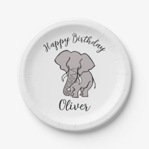 Assiettes En Carton Graphique cool ELEPHANT - Joyeux anniversaire - Fê