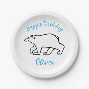 Assiettes En Carton Graphique cool POLAR BEAR - Joyeux anniversaire -