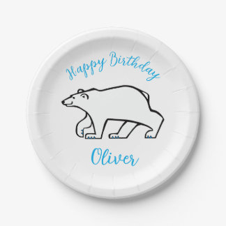 Assiettes En Carton Graphique cool POLAR BEAR - Joyeux anniversaire -