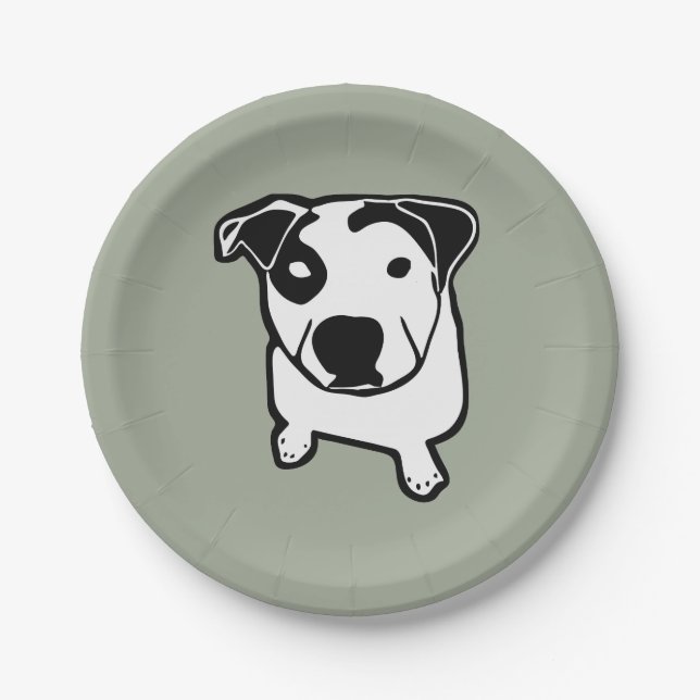 Assiettes En Carton Graphique d'à l'os de pitbull (Devant)