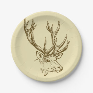 Assiettes En Carton Graphique principal d'illustration de cerfs