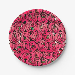 Assiettes En Carton Graphique rose Art Nouveau Rennie Macintosh