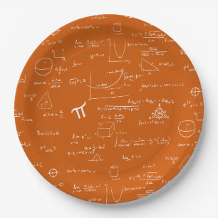 Assiettes En Carton Graphiques d'équations mathématiques blanches sur 