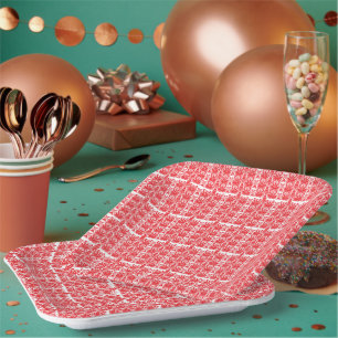 Assiettes En Carton Graphiques floraux rouges et roses avec géraniums
