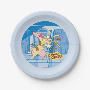 Assiettes En Carton Graphisme de la vache et du poulet