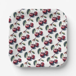 Assiettes En Carton Grappes de Cerises Charmantes
