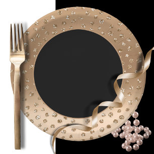 Assiettes En Carton Gras Dramatique Élégant Chic Gold Parties scintill