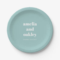 Gras Minimaliste Aqua Blue Retro Mariage personnal