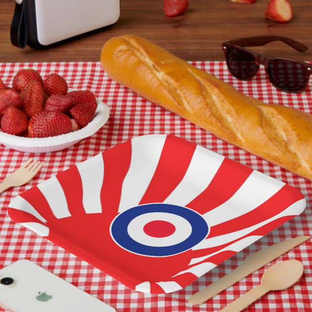 Assiettes En Carton Gras MOD cible Roundel sur Burst Japan (Pique-nique)