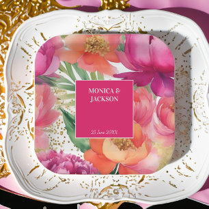 Assiettes En Carton Gras rose orange peony élégante table de mariage