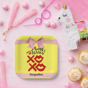 Assiettes En Carton Gras XOXO Hugs & Kisses Valentines jour