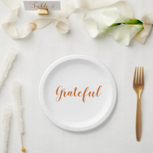 Assiettes En Carton Grateful orange épice script mignon action de grâc