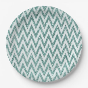 Assiettes En Carton Gratuit Vert Blanc Chevron Stripes Noël