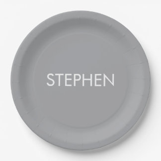 Assiettes En Carton Gray minimalist custom name
