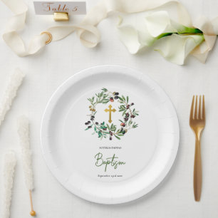 Assiettes En Carton Grec Orthodoxe baptême Baptême Olives Verdure