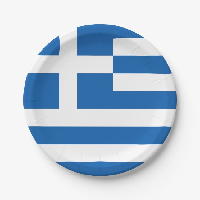 Assiettes En Carton Grèce Drapeau du patriotisme grec (Devant)