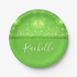 Assiettes En Carton Green and white glitter