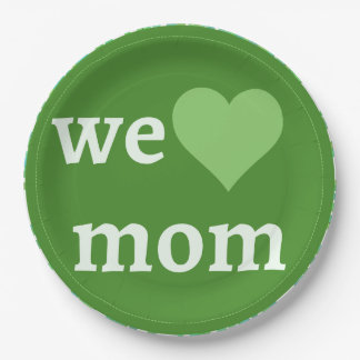 Assiettes En Carton Green and White We Love Maman's Day