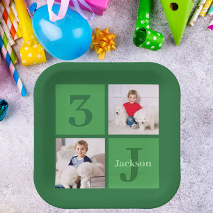 Assiettes En Carton Green Birthday Photo Collage Parti personnalisé