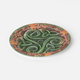 Assiettes En Carton Green Celtic Triskelion Mabon Harvest Party