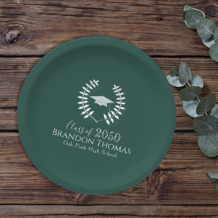 Assiettes En Carton Green Classic Graduation Party Personnalisé