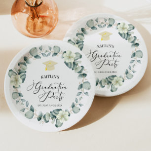 Assiettes En Carton Green Eucalyptus Botanical Graduical Party