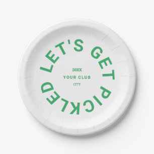 Assiettes En Carton Green Get Pickleball Crest Pickled
