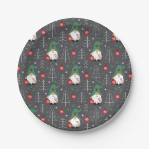 Assiettes En Carton Green Gnome Arbre de Noël Motif