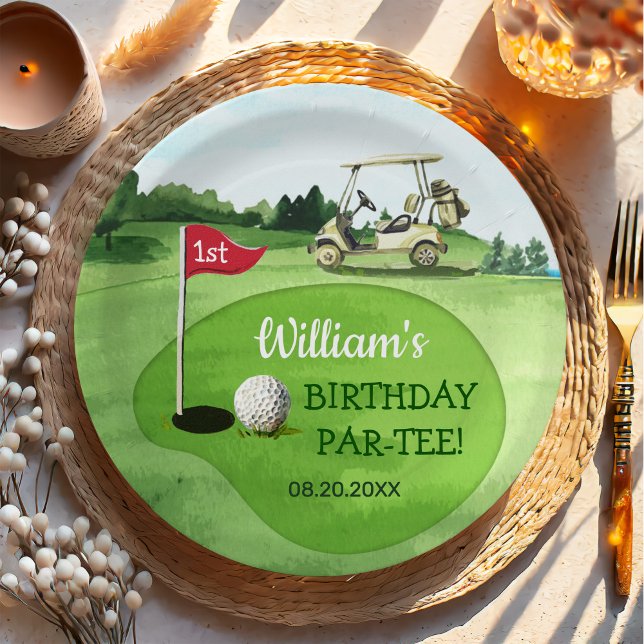 Assiettes En Carton Green Golf 1er Anniversaire Par tee (Créateur téléchargé)