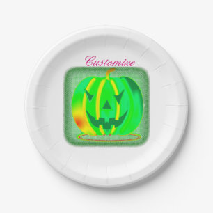 Assiettes En Carton Green Jack olantern Halloween Thunder_Cove