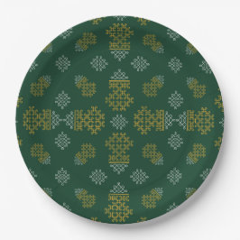 Assiettes En Carton Green Minimal Tamil Kolam Pongal Design