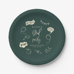 Assiettes En Carton Green Quirky Grad Icons Grad Party