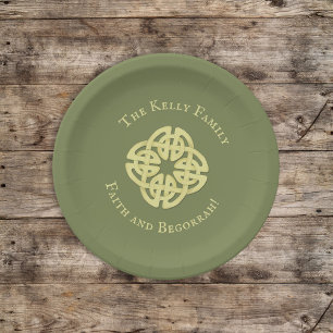 Assiettes En Carton Green St. Patrick's Day Celtic Cross Custom
