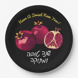 Assiettes En Carton Grenade personnalisée Shanah Tovah