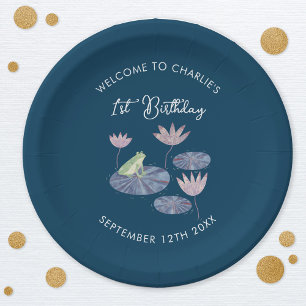 Assiettes En Carton Grenouille dans un étang Lily mignonne 1er anniver
