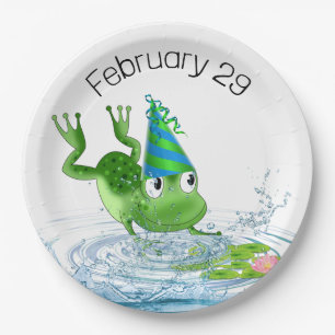 Assiettes En Carton Grenouille de fête pour l'année bissextile Anniver