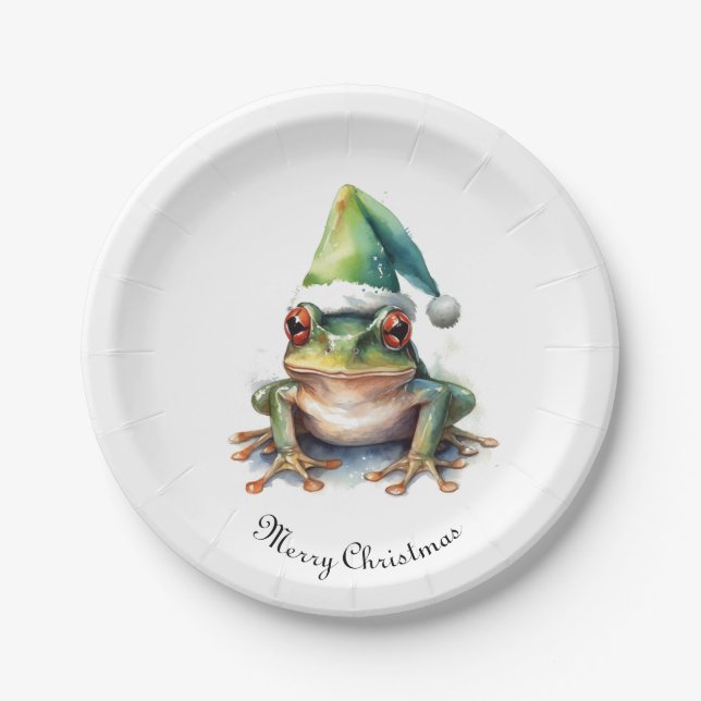 Assiettes En Carton Grenouille de Noël, coutume (Devant)